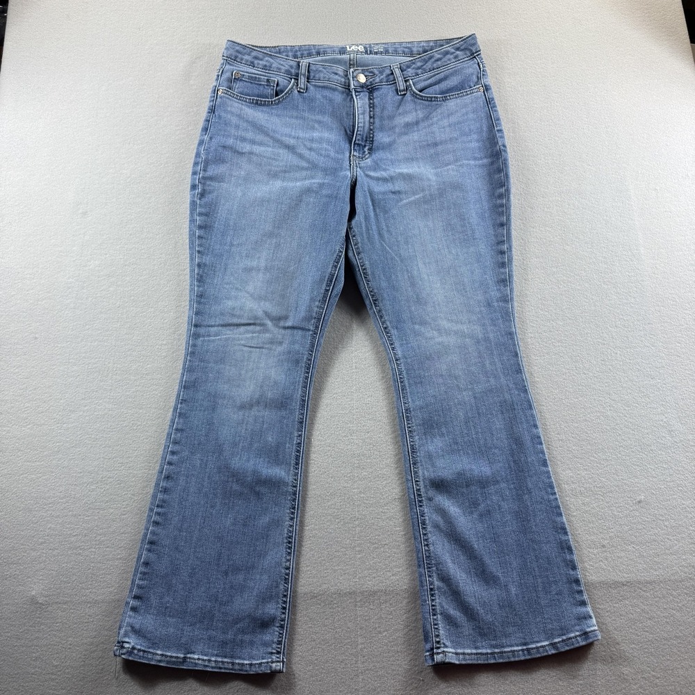 Lee Bootcut Jeans Womens 16P Blue‎ Med Wash Regular Fit Stretch Denim 34x27